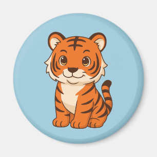 Söt tigerunge på blå magnet