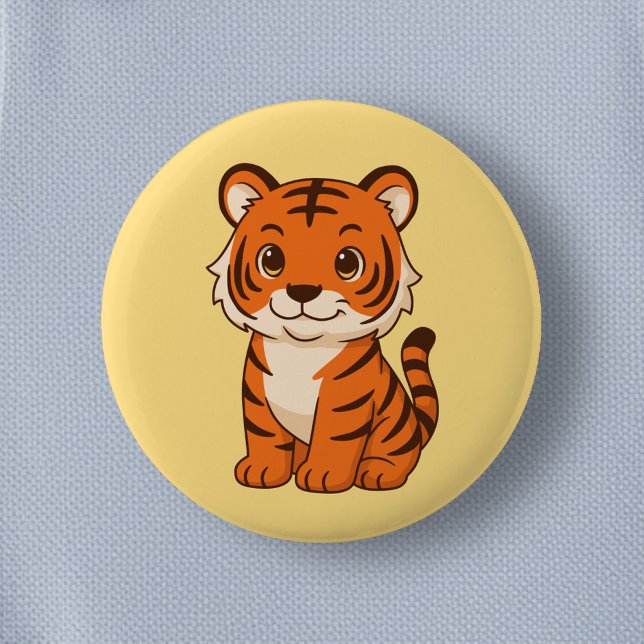 Söt tigerunge på gult knapp (Skapare uppladdad)