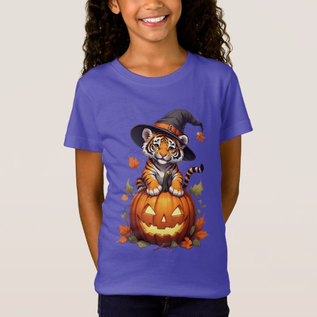 Söt tigerunge som bär häxhatt t shirt (Framsida)