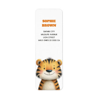 Söt tigerunge vattenfärg vilda djur returadress  etikett