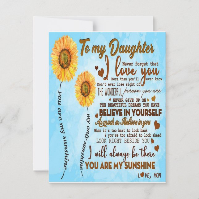 Söt till min dotter present, bästa presenten för b inbjudningar (Framsida)