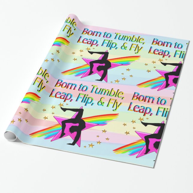 SÖT TILL TUMBLE GYMNASTIC GIFT WRAP PRESENTPAPPER (Utrullad)