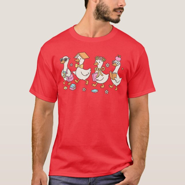 Söt tillbaka till skolan dumma gåslärare elev läsn t shirt (Framsida)