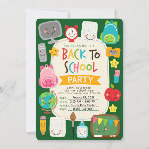 Söt tillbaka till skolan Kawaii klassrumsartiklar Inbjudningar