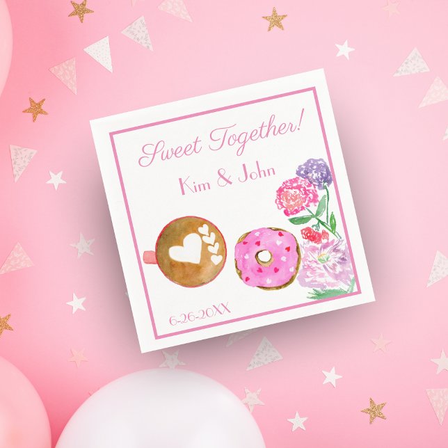 Söt tillsammans Rosa Donut med latte Pappersservett (Skapare uppladdad)