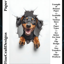 Söt Tittande Dachshund Hund Valp CN8 Hantverks Pap
