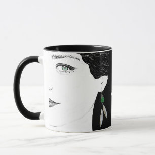 Söt tjej ansikte mode illustration blommig cool mugg