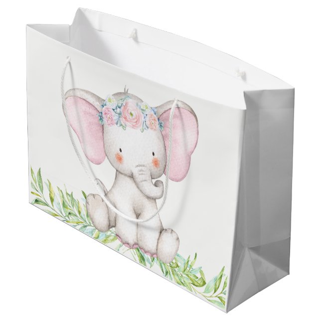 Söt tjej Bebis Elefant Baby Shower (Baksidan Vinklad)