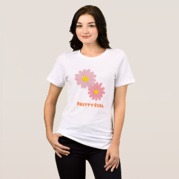 Söt tjej blommig t-shirt söt rosa tusenskönestetik