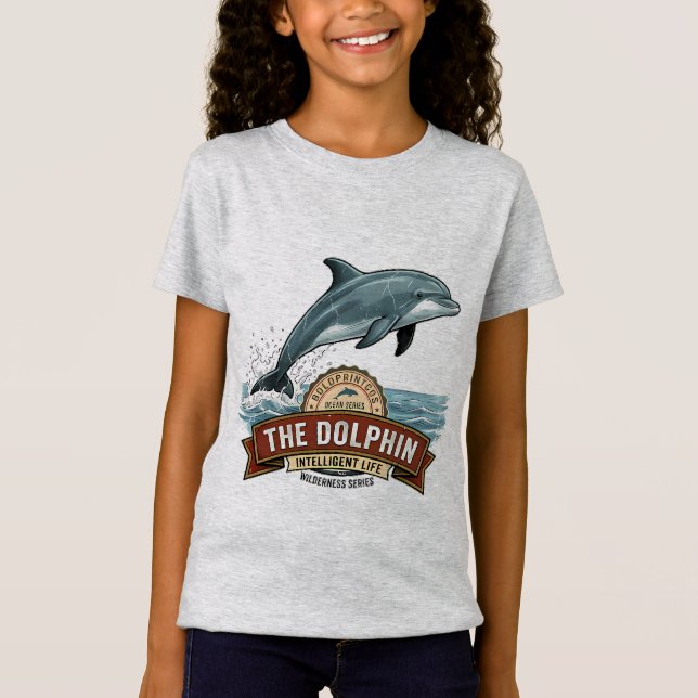 Söt tjej delfin stjärnor grafisk t-shirt (Framsida)