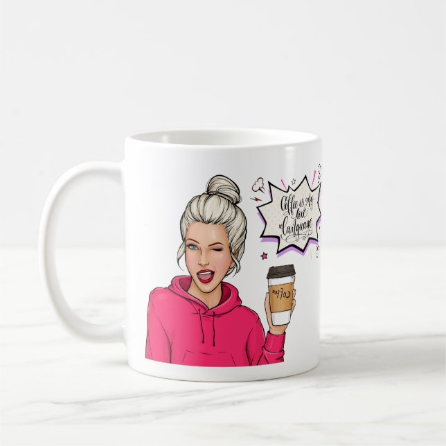 Söt tjej kaffelskares present kaffemugg (Vänster)