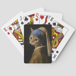 Söt tjej med pärlörhänge Kattkonst Casinokort