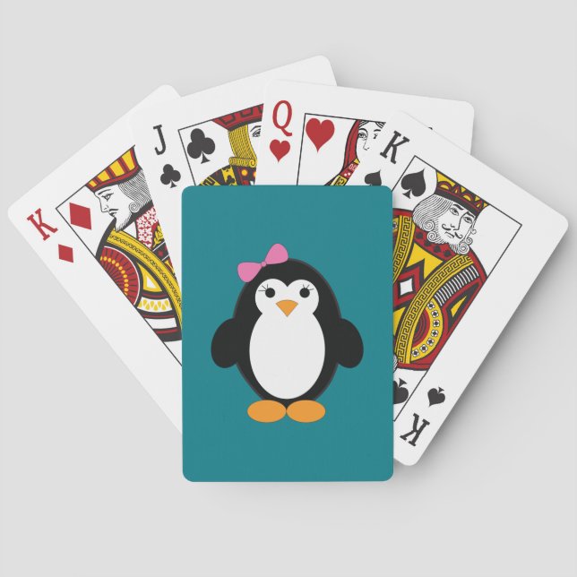 Söt tjej pingvin casinokort (Baksidan)