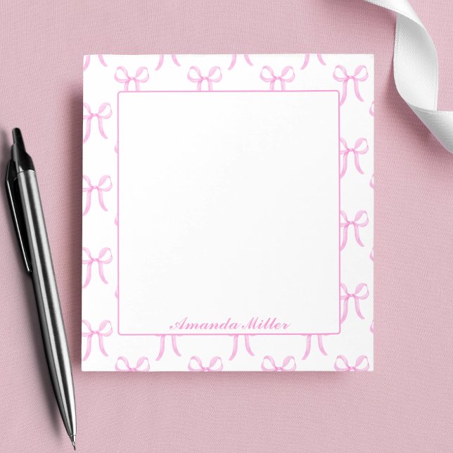 Söt Tjej Snygg Rosa Coquette Bågar Monogram Anteckningsblock (Skapare uppladdad)