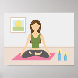 Söt tjej som gör yoga i ett vackert rum poster
