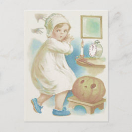 Söt tjej spöktjack-o'-lanternspumpa vykort