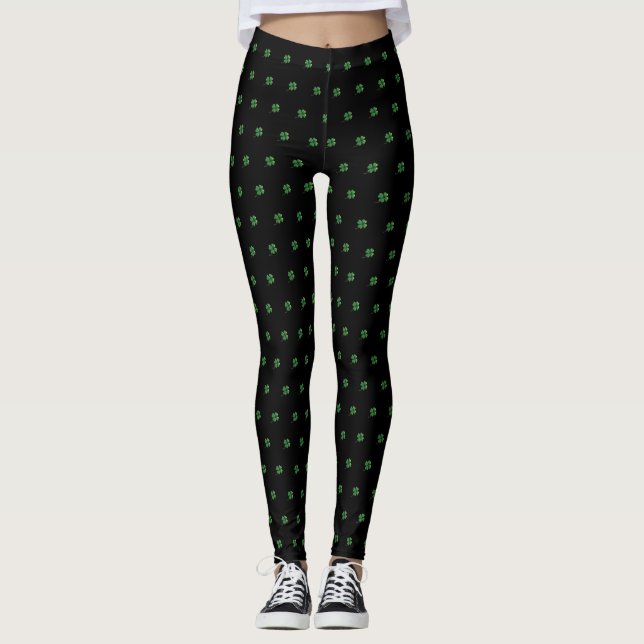 Söt tjej, Svart, Shamrock Leggings (Framsida)