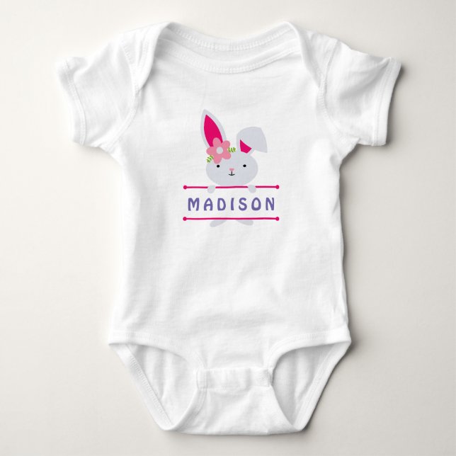 Söt tjejaktig påskharen med personligt namn t shirt (Framsida)