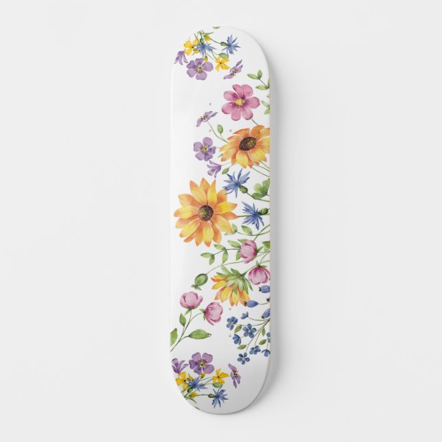 Söt Tjejaktig Vildblommor Skateboard (Framsida)