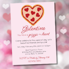 Söt, tjejig Galentine's Day Alla hjärtans dag Pizz Inbjudningar