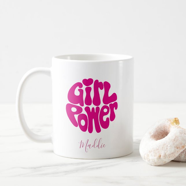 Söt tjejpower med hjärta kaffemugg (Med munk)
