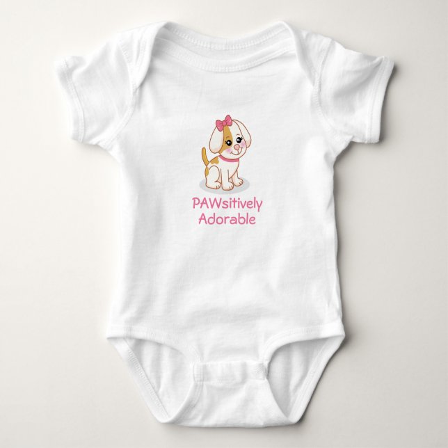 Söt tjejvalp med rosa rosett t shirt (Framsida)