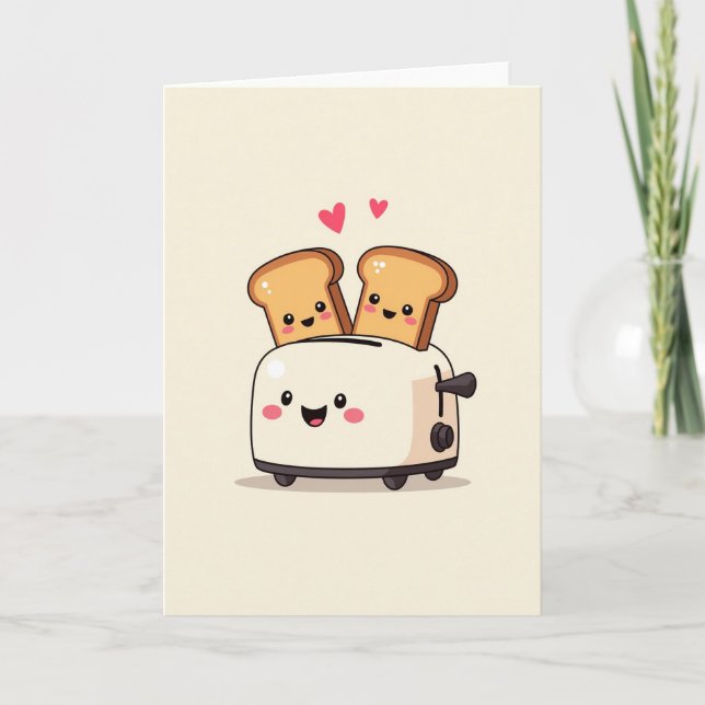 Söt Toast kärlekspar kort (Framsida)