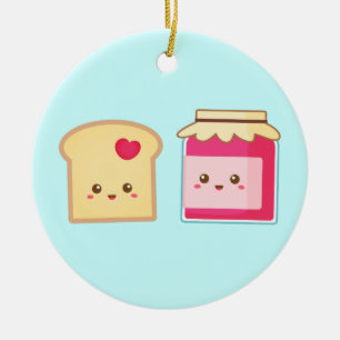 Söt Toast och Jordgubbssylt, Sprid Kärlek Julgransprydnad Keramik