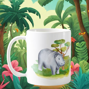 Söt tokig hippo dam lägg till text kaffemugg