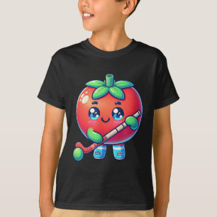 Söt tomat som spelar landhockey tecknad film t shirt