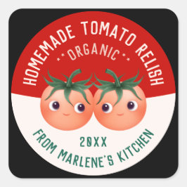 Söt tomatrelish hemmagjord konservering recept fyrkantigt klistermärke
