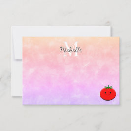 Söt tomatvattenfärg Personlig monogram Anteckningskort