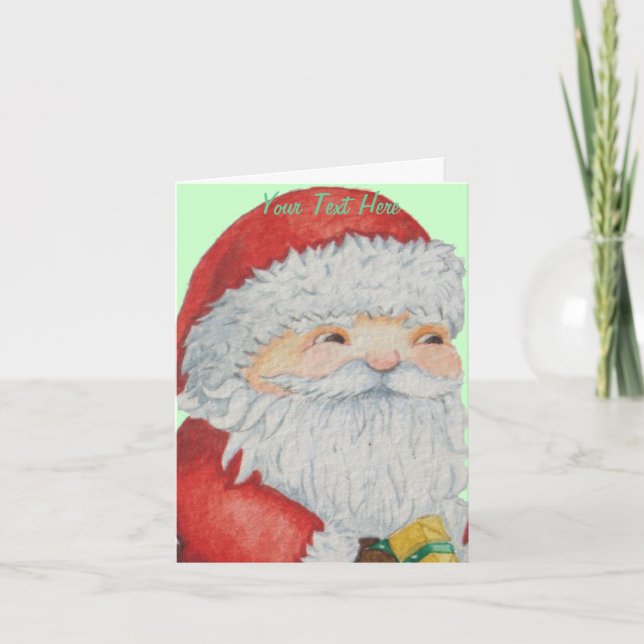 Söt, tomtande, ansikte-original-julmas helgkort (Framsida)