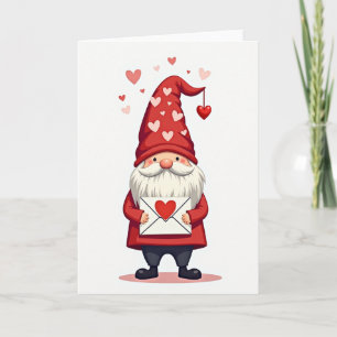 Söt Tomte Alla Hjärtans Dag-Kort Kort