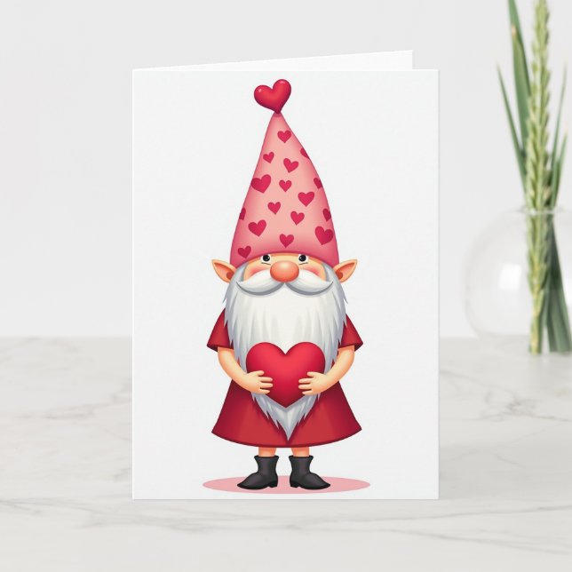 Söt Tomte Alla Hjärtans Dag-Kort Kort (Framsida)