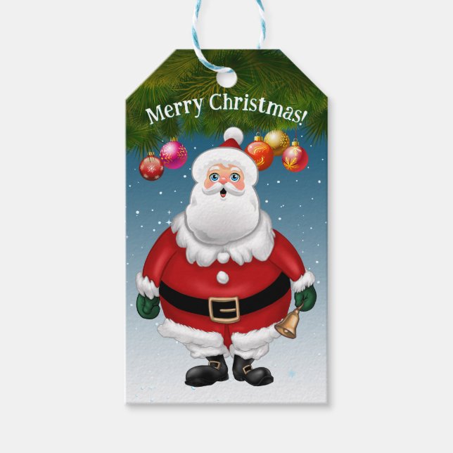 Söt tomte firar jul presentetikett (Framsidan)