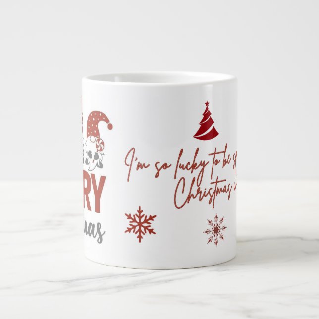Söt tomte God Jul Kaffe Mugg Jumbo Mugg (Framsidan)