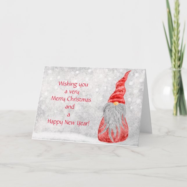 Söt Tomte God Jul Kort (Framsida)