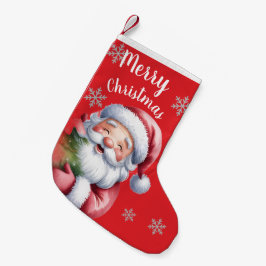 Söt tomte God Jul Röd Högtidsstrumpa Liten Julstrumpa