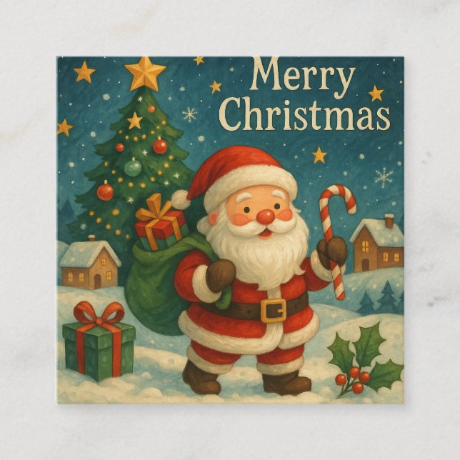 söt tomte god jul tilläggskort (Framsida)