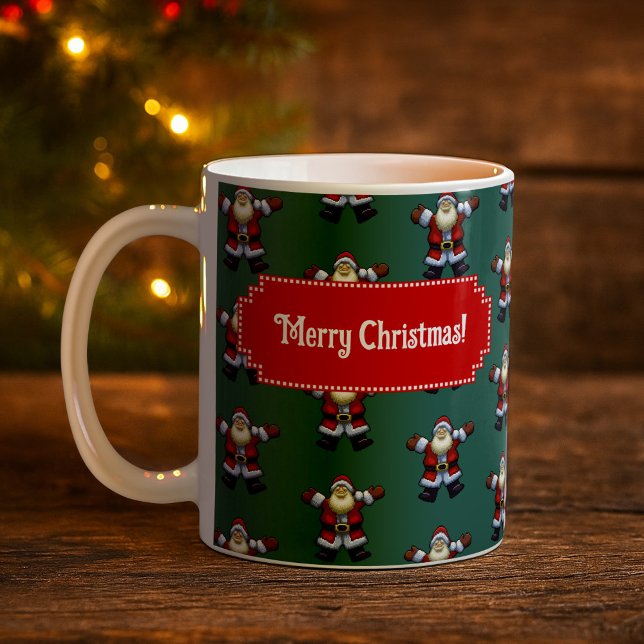 Söt tomte God Jul! Tomtemönster Kaffemugg (Skapare uppladdad)