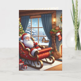 Söt tomte i släde julkort helgkort