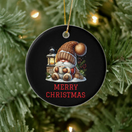 Söt Tomte Jul Julgransprydnad Keramik