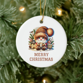 Söt Tomte Jul Julgransprydnad Keramik