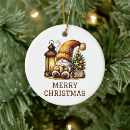 Söt Tomte Jul Julgransprydnad Keramik