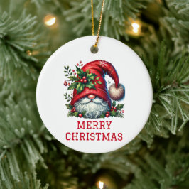 Söt Tomte Jul Julgransprydnad Keramik