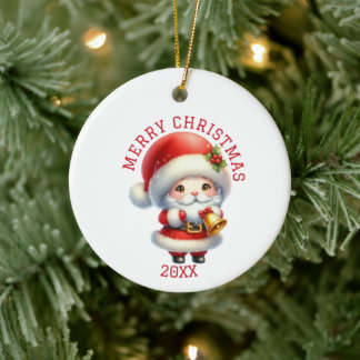 Söt Tomte Jul Julgransprydnad Keramik