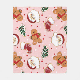 Söt tomte & julmönsterpapper fleecefilt