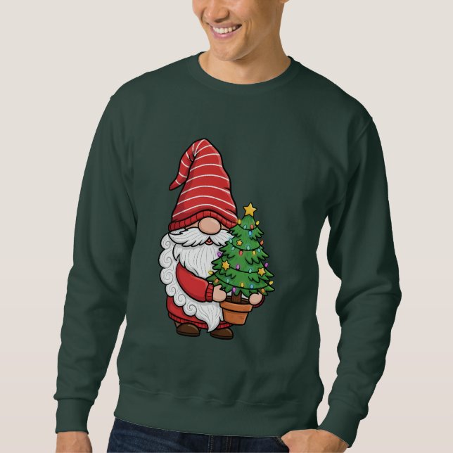 Söt Tomte Lång Ärmad Tröja (Framsida)