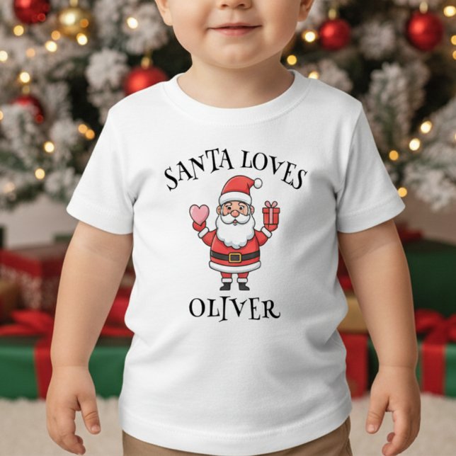 Söt tomte med hjärta och present - jul t shirt (Skapare uppladdad)